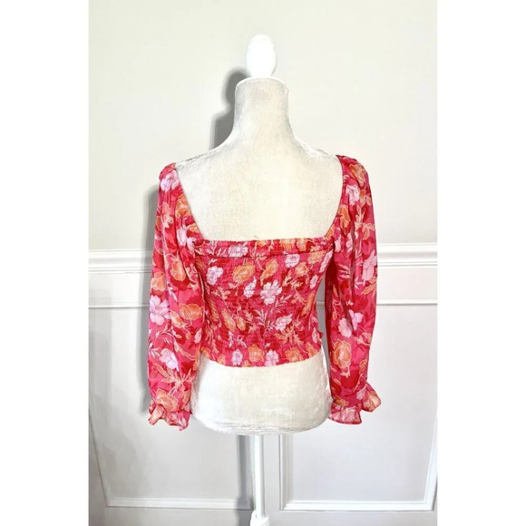 Pleione Nordstrom Tropical Crop Top XS Pink - Picture 7 of 7